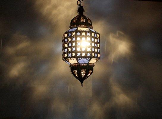 Moroccan Multi-Color Glass Lantern