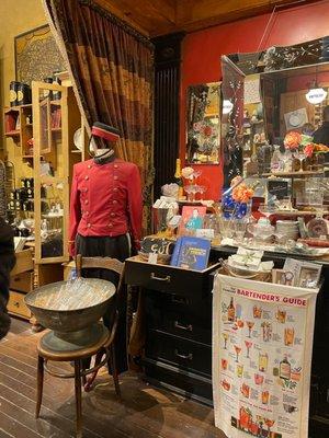 A display inside the shop featuring wet bar items.