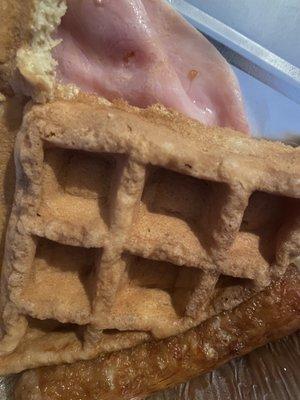 Sad. Soggy, soft waffle. I wish Yelp allowed short videos so you could see how it wiggled...