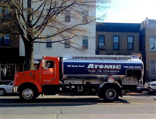 Atomic Fuel Oil Company's Fuel Oil Truck on Steinway Street, Astoria, Queens