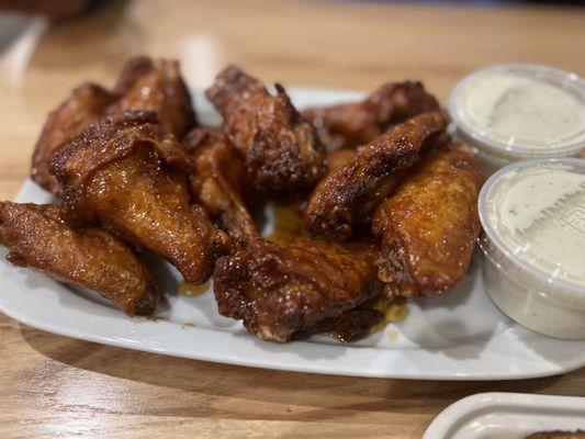 Hot honey, old bay wings and two sides of ranch