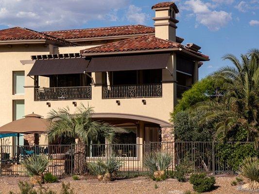 We installed motorized shades all around this large balcony in Red Rock country club Las Vegas.