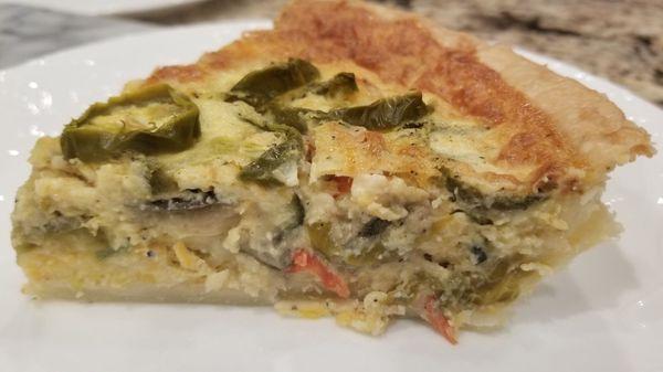 Inside the jalapeno vegetable quiche. Look at all those ingredients! 11/26/2020