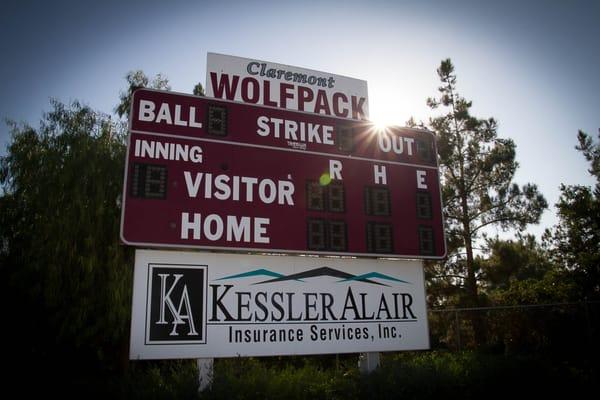 Kessler Alair sponsorship billboard at Claremont High School.