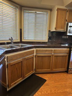 Before - unfinished cabinets 20+ years old