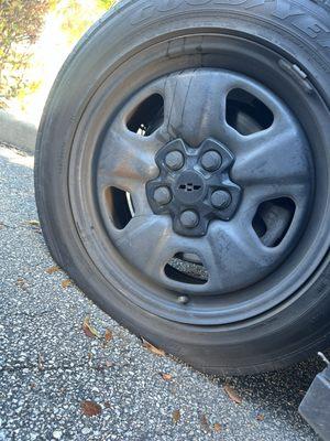 My tire before headed in