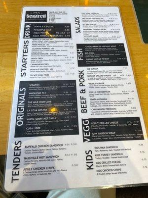 Front menu