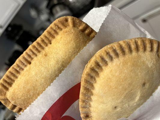 Spicy Chicken Empanada (R) and Beef Empanada (L)