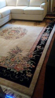 Green Tea stain was completely removed by the skilled Atlanta Rug Cleaning and Restoration team.