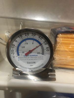 Current temperature on refrigerator.