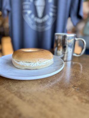 Bagel and cream cheese.