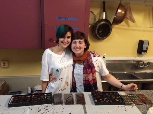 Me and my lady with all the lovely chocolates we made!