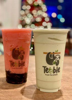 12.04.22 Strawberry Slush w/ boba and Avocado Smoothie