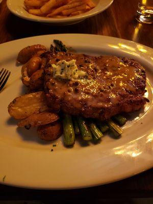 Ribeye with fingerling potatoes and asparagus