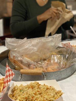 Single #1  Snow crab legs Shrimp Potato Sausage Corn  Crab fried rice French fries