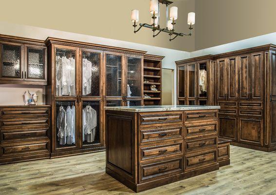 Brown Pearwood Closet with Island