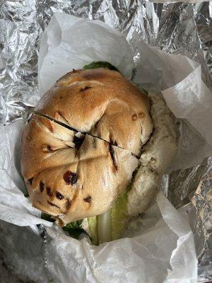 Chicken Salad on Cinnamon Raisin Bagel