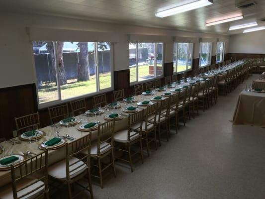 Gold chairs rented from A to Z for wedding reception