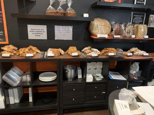 Croissant and bread display