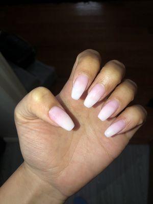 Ombré French tip dip styled on natural nails!