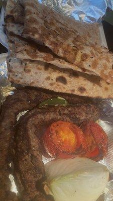 beef koobideh with sangak bread