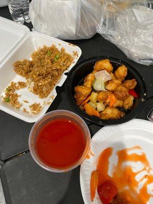 fire rice and sweet and sour chicken so delicious