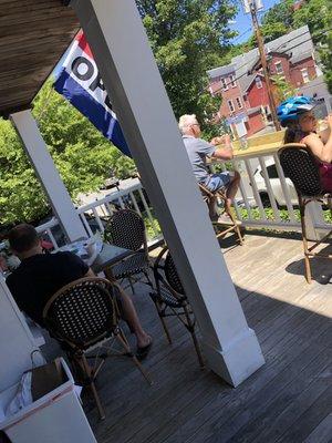 Patio seating on a perfect Saturday.