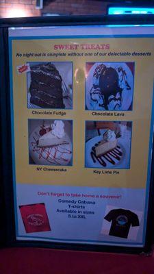 Comedy Cabana Menu - Desserts