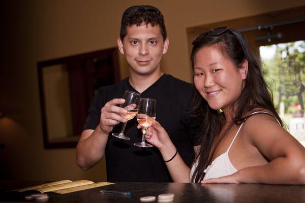 A couple on our tour enjoys a tasting of Midwest wines. #winetasting