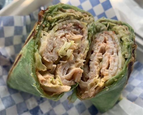 Jody's Special in a wrap (added avocado and grilled onion)