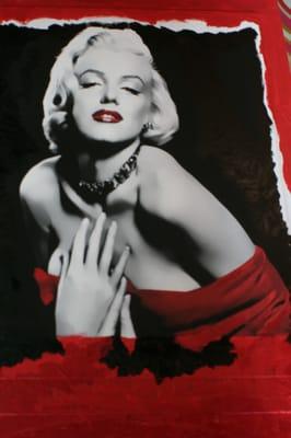 This is a fun piece , I love this painting of Marilyn it was done in a three colors red black and white with zebra  fabric 1200-