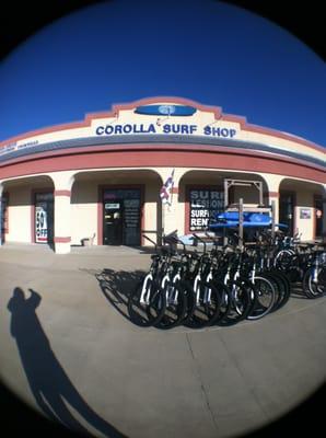 A fisheye view of our shop from the road.