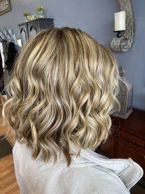 Heavy blonde highlights done by Danielle