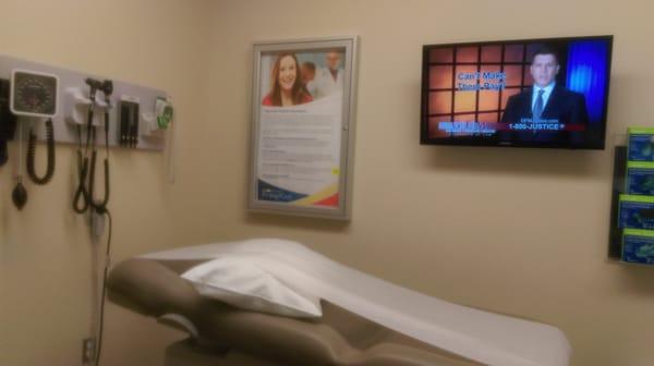 Really nice exam rooms..each with flat screen and direct tv!