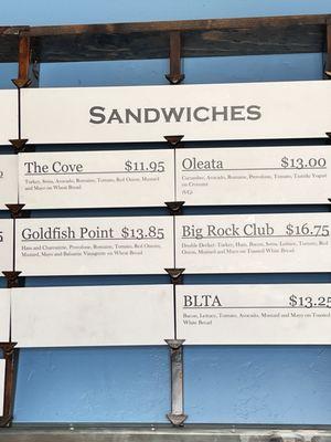 Sandwiches Menu