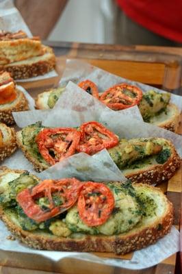 Basil Walnut Chicken Bruschetta