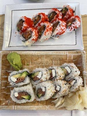 Spicy Tuna Roll and Philadelphia Roll