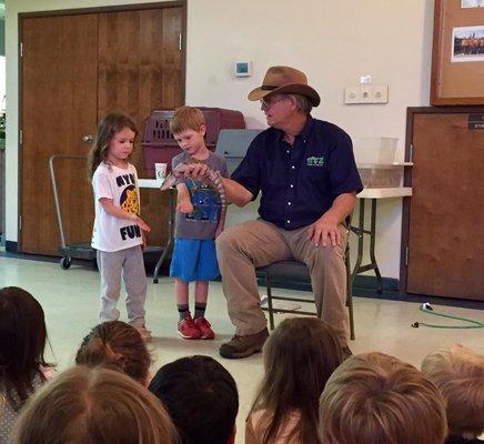 Zoo Man, Michael Hicks from Capital of Texas Zoo visited us with some of his friends