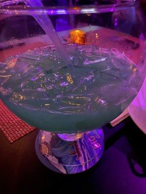 White rum-coconut rum-pineapple juice-blue curacao-lemon lime soda (fish bowl )