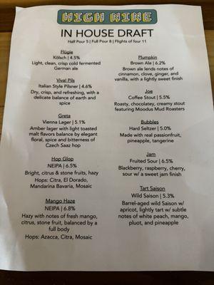 Beer Menu