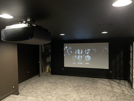 Projector and movie running. Notice the lack of equipment anywhere.