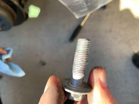 Bolt lubed incorrectly making it slip out while driving, one pictured but the other had screwed loose and fell off on the drive back