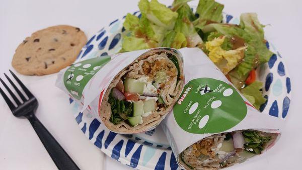 Falafel and salad. Catering boxes at work