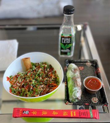 Take out:  Spring Rolls Vermicelli each with BBQ Pork