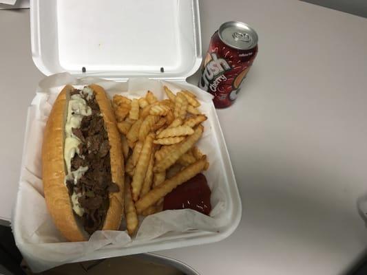 Cheesesteak/Fries and Cherry Crush