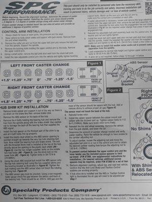 they left my caster out of spec and i have adjustable control arms .  they guy told me caster cannot be ajusted,  here are the directions