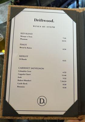 Wine menu