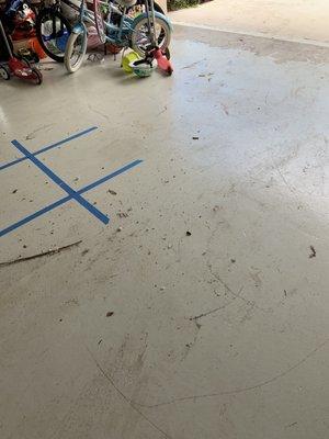 Mud and dirt left in garage