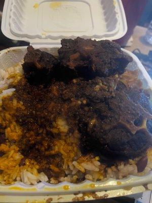 Oxtail and rice and Steamed Cabbage