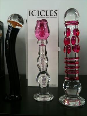 Hand blown glass massagers from Icicles